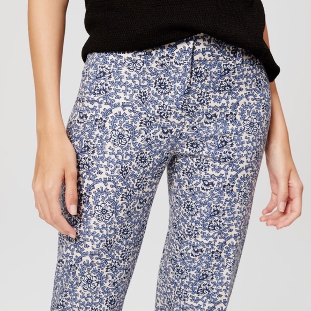 Loft Blue Print Cropped Pants